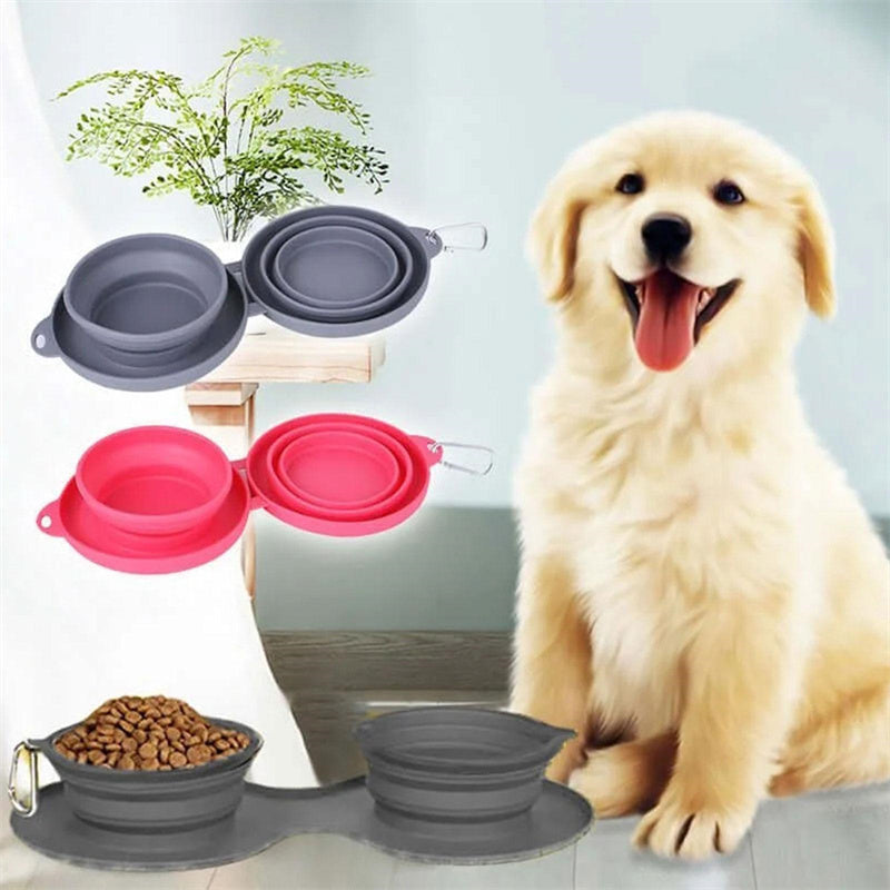 Portable Foldable Double Pet Bowl