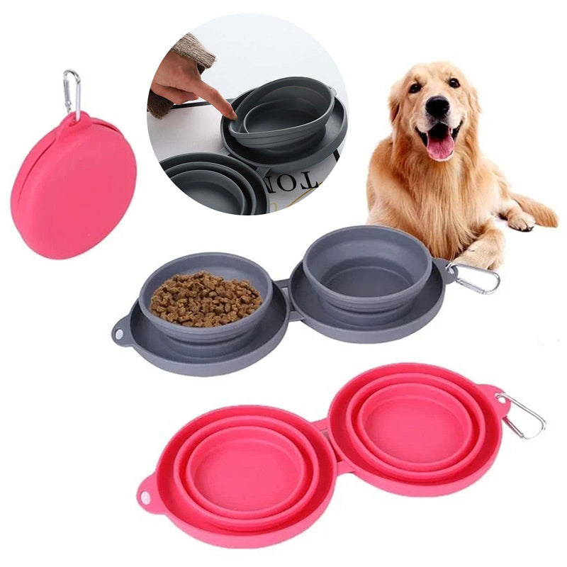 Portable Foldable Double Pet Bowl