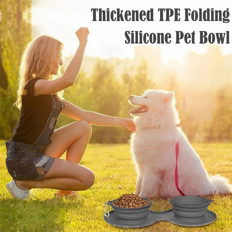 Portable Foldable Double Pet Bowl