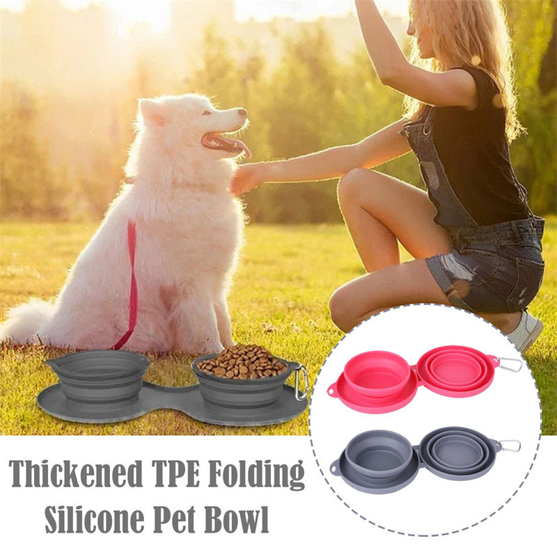 Portable Foldable Double Pet Bowl